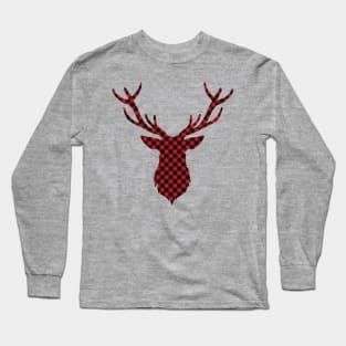 Plaid Deer Head Long Sleeve T-Shirt